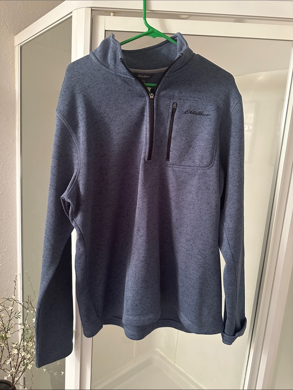 Eddie Bauer Heathered Slate Blue Half-Zip Pullover